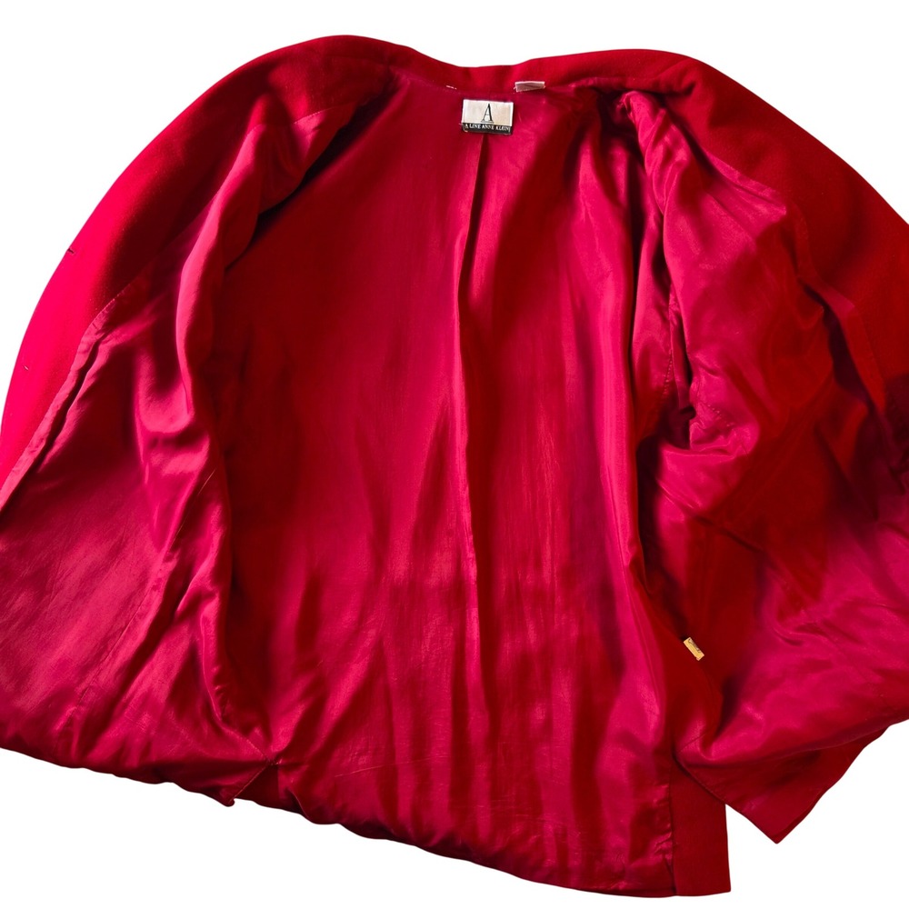 A Line Anne Klein Red 100% Wool Fringe Western Jacket Coat Made in USA XL - Picture 6 of 11